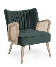 Poltrona vintage legno velluto verde Virna