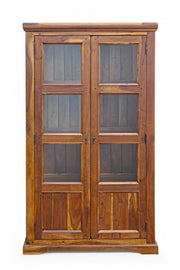Vetrina 2 ante marrone in legno stile rustico