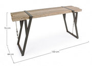 Consolle in acciaio con piano in legno BLOCKS 153x44 h76 cm