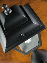 Lampada da terra in alluminio pressofuso con diffusori in vetro trasparente - Altezza max 210mm - 3 lampade da 100W - IP43 nero