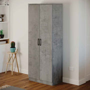 Armadio scarpiera multiuso grigio cemento due ante 6 ripiani h.182x71x38 cm