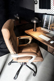 Poltrona da ufficio con braccioli Lisbona marrone reclinabile similpelle