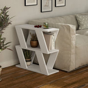 Tavolino Laterale da Salotto Lazena Bianco 3 Ripiani, 57x60x22 cm
