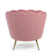 Poltrona retro in velluto rosa pavone cm 80 x 76 x 84 h