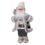 Babbo natale tessuto con regali e lanterna grigio cm40x23,5h80