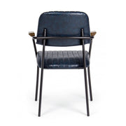 Sedia Nelly stile vintage in ecopelle con braccioli  blu 84 h cm