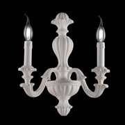 Applique in legno Bianco shabby due luci 31x h40 cm