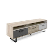 Base Porta TV con 3 ante a ribalta colore rovere e grigio 160x35xh.53 cm EFFEZ