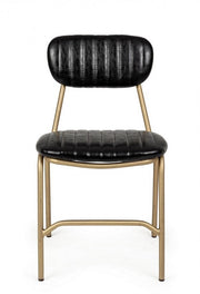 Sedia moderna retro Addy con struttura in acciaio similpelle nero