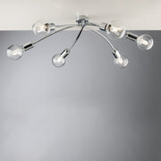 Plafoniera moderna in ferro Cromato lucido sei luci 71x h19 cm urban