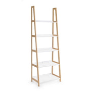 Libreria in legno di bamboo ripiani in mdf laccati bianco opaco  cm 62,5x 40xh. 180