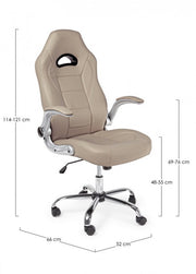 Poltrona da ufficio rivestita in pelle Boneville Beige