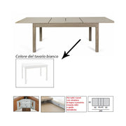 Tavolo pranzo allungabile bianco interamente legno nobilitato cm 90x160-240