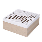 Scatola portathe legno bianco quadro 4 scomparti cm18x18h8