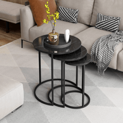 Set tavolini da salotto Gloria effetto marmo nero EFFEZ