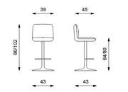 2x Sgabello in microfibra beige con struttura in metallo 39x45x86/102h cm