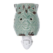 Bruciaessenze plug ceramica gufo verde cm7,7x10h13,4