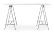 Scrivania moderna Alchimia Cromo con piano in vetro 140x70x76h cm