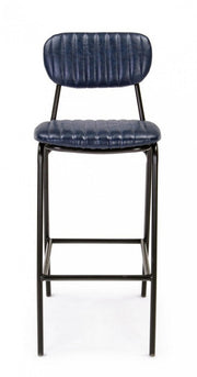 Sgabello vintage da bar in simipelle Blu DEBBIE 44x51x h100 cm