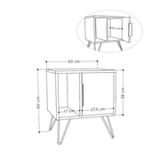 Comodino tortora bianco con anta e vano Glynn  50x44xh.60 cm