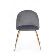Sedia in velluto grigio con gambe oro