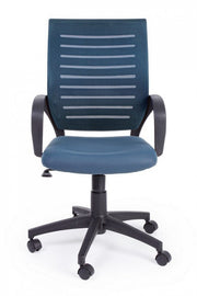 Sedia da ufficio blu con ruote e braccioli