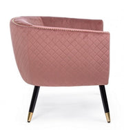 Poltroncina imbottita Caitlin rivestita in velluto rosa antico