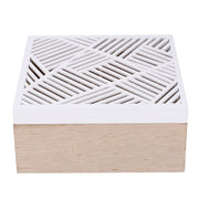 Scatola portathe legno bianco quadro 4 scomparti cm18x18h8