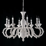 Lampadario in legno Bianco Shabby otto luci 93x h65 cm