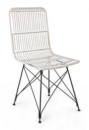 Sedia in stile contemporaneo in acciaio e kubu Bianco LUCILA 45x55x h85 cm