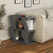 Tavolino Laterale da Salotto Lazena Antracite 3 Ripiani 57 cm 60 cm 22 cm
