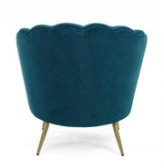 Poltrona vintage retro in velluto blu pavone cm 80 x 76 x84 h