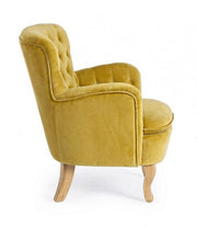 Poltrona Vintage Orlins in velluto trapuntato senape