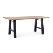 Tavolo nero in legno e acciaio stile industriale cm 180x90
