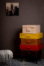 Cassettiera moderna legno marrone e multicolor cm 57 x 45 x h 110