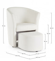 Poltrona in similpelle con pouf estraibile Bianco RITA 64,5x 59,5x h78 cm