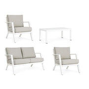 Set da esterno 4 pz Salotto con cuscini Harley bianco iperbriko