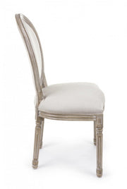 2x Sedia bianco naturale in tessuto imbottito stile classico