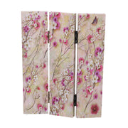 Paravento stampa 3 ante naturale con rami fiori cm 120,6x2,5xh180,6x2,5xh180