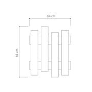 Appendiabiti a muro bianco con 8 ganci Wave  64xh.81 cm