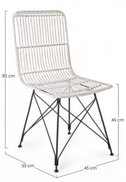 Sedia in stile contemporaneo in acciaio e kubu Bianco LUCILA 45x55x h85 cm
