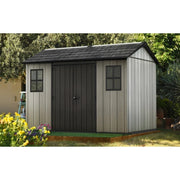 Casetta in duotech verniciabile grigio effetto legno 2 porte e 2 finestre 350x229xh.254 cm