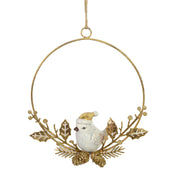 Uccello metallo ghirlanda oro cm16x16x3