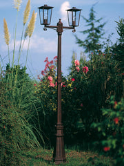 Lampada Sospesa in Alluminio Pressofuso con Diffusori in Vetro Trasparente ruggine