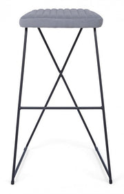 Sgabello da Bar in acciaio e velluto Grigio KINSLEY 40x46 h76 cm