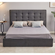 Letto Matrimoniale Coco Contenitore Tessuto Grigio Scuro  L 171 x P 209 x H 115 cm