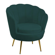 Poltrona velluto tulipan blu petrolio cm 73x72h77
