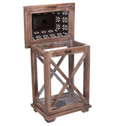 Lanterna legno metallo noce bronzo rettangolare cm23x17h45