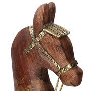 Cavallo legno rivestito metallo oro cm40x11h46