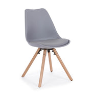 Sedia moderna legno plastica similpelle grigio New trend cm 59 x 49 x 83,5